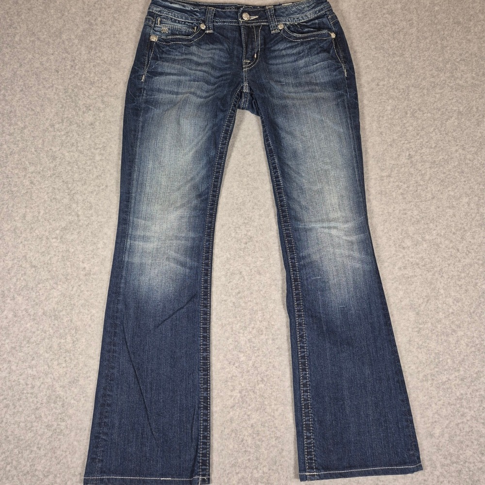 Miss Me Bootcut Jeans Womens 30 Blue Embroidered Rhinestone Denim JP5643B